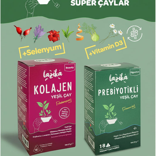 Avantajlı İkili Set Kolajenli ve Prebiyotikli Yeşil Çay
