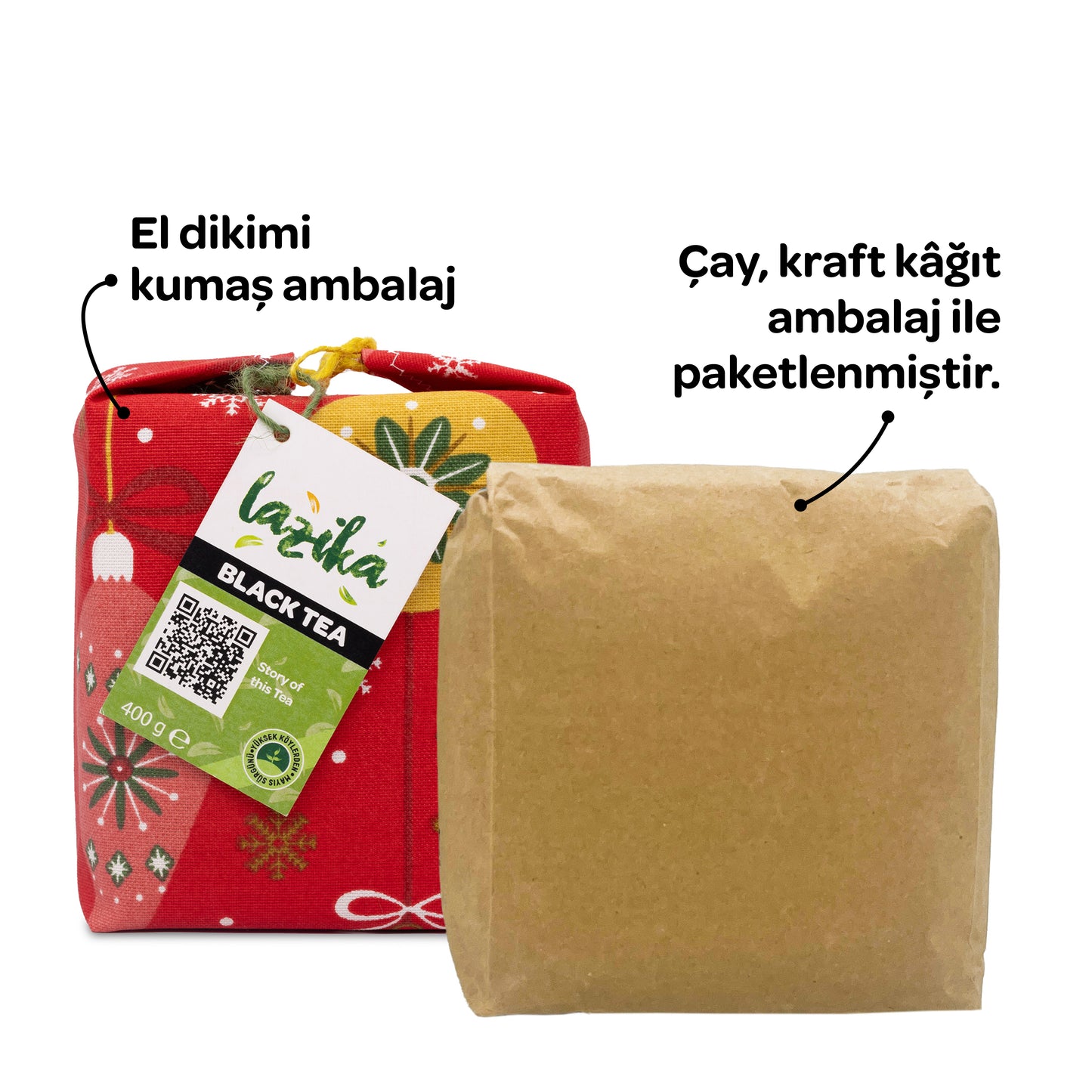 Desenli Bez Ambalaj Siyah Çay