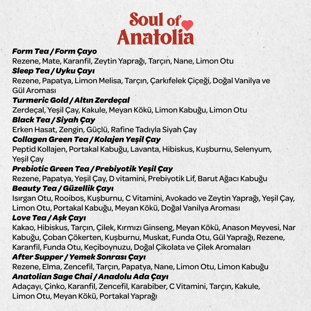 Avantajlı 2'li Set Tea of Anatolia ve Soul of Anatolia Bitki Çayı Seti