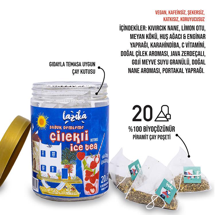 Soğuk Demleme Naneli Çilek Aromalı Detoks Soğuk Çay